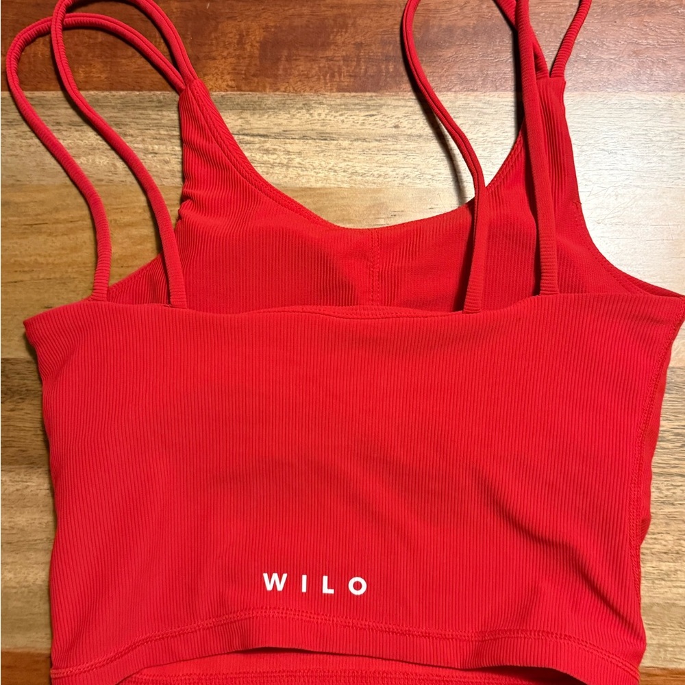 WILO Red Ribbed Longline Sports Bra/Tank